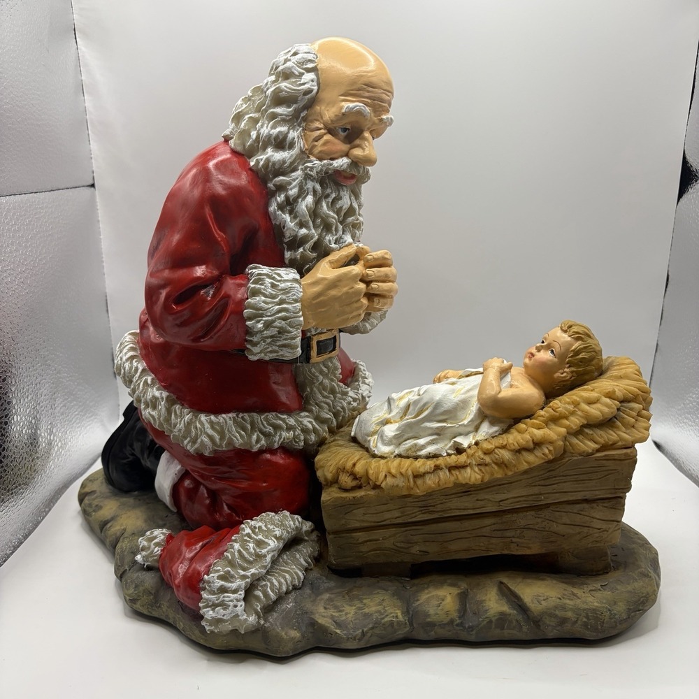 Roman Inc Kneeling Santa Figurine #82272 Praying Baby Jesus Christmas Manger New